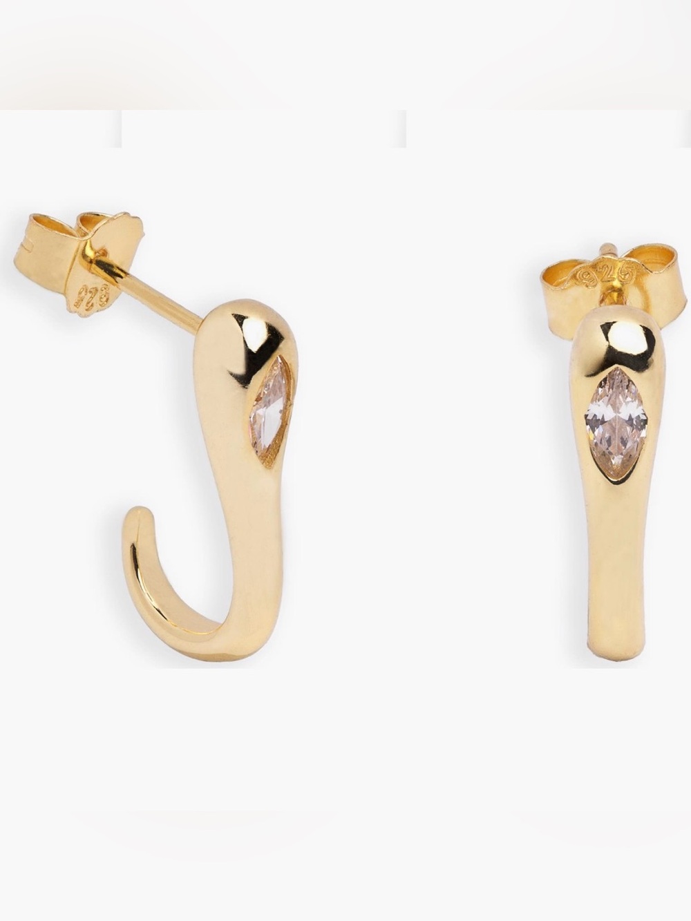 Argento Vivo Gold Plated Sterling Silver CZ J-Hoop Earrings